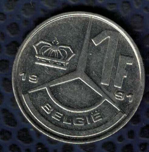 Belgique 1991 Pièce de Monnaie Coin 1 Franc Belge Roi Baudouin Boudewijn I