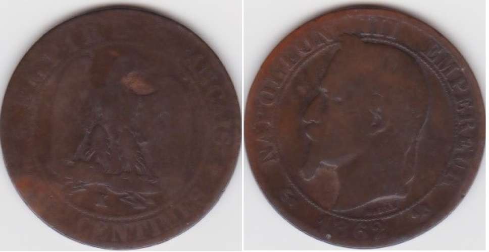 FRANCE 5 centimes Napoléon III tête laurée année 1862 K 