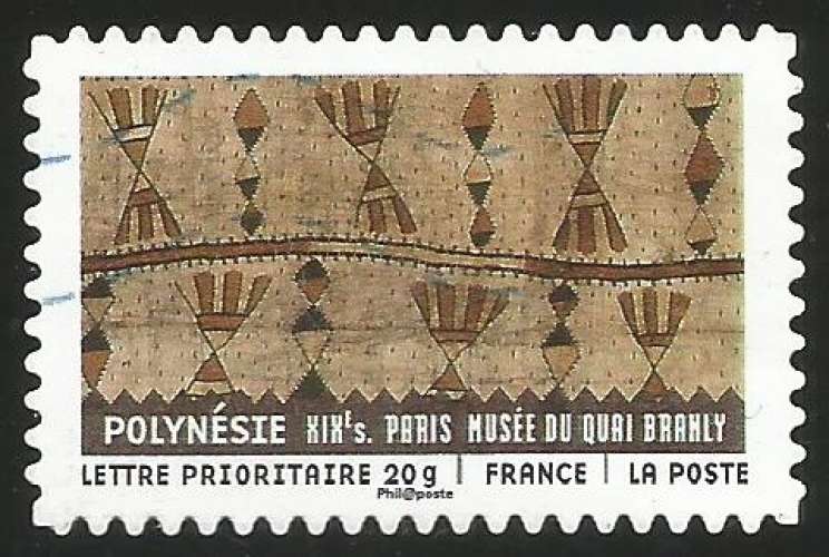 France - 2011 - Y&T n° AA 514 - Obl. - Tissus du monde - Polynésie - XIXè s. - Tissu en écorce