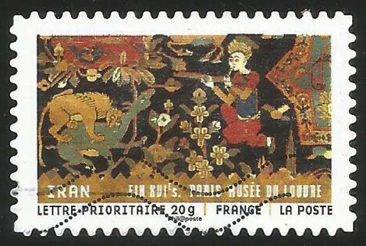 France - 2011 - Y&T n° AA 516 - Obl. - Tissus du monde - Iran - Fin XVIè s. Motifs de tapis iranien 