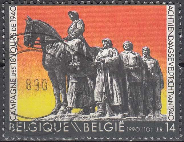 Belgique 1990 COB 2369 O Cote (2016) 0.30 Euro 50 Ans Campagne des 18 jours du 1940 Cachet rond