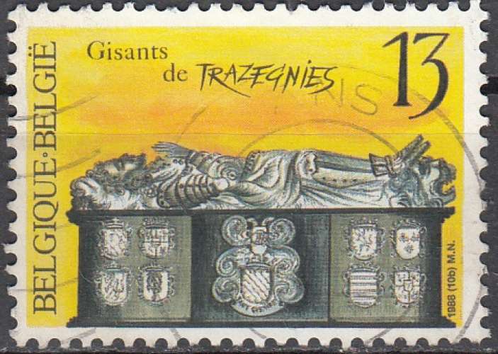 Belgique 1988 Michel 2351 O Cote (2016) 0.30 Euro Gisants de Trazegnies Cachet rond