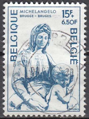 Belgique 1975 COB 1761 O Cote (2016) 1.30 Euro Michel-Ange La Vierge et l'Enfant Cachet rond