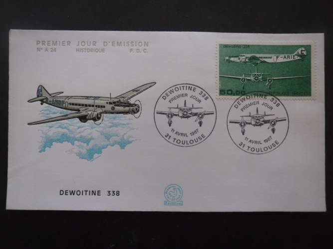 FRANCE FDC Dewoitine 338  11-04-1987 Toulouse