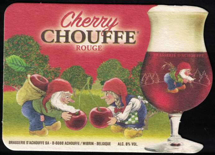 Belgique Sous Bock Beermat Coaster Bière Beer Cherry Chouffe Rouge