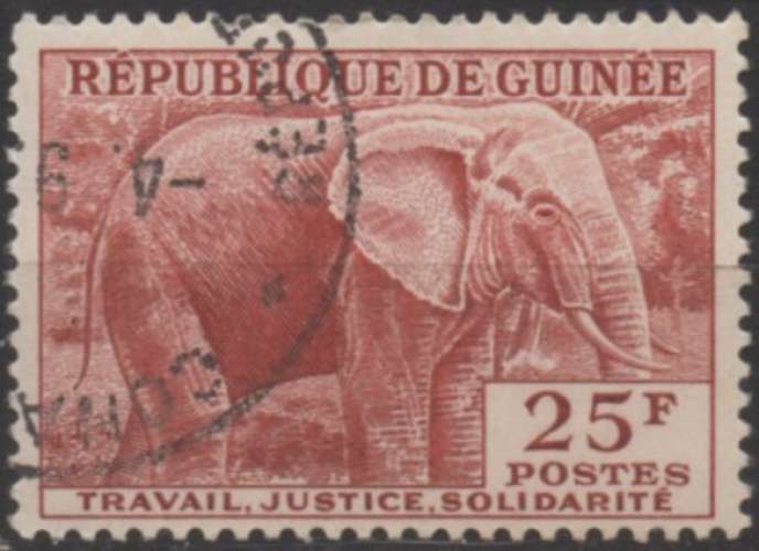 F401N - Y&T n° 15 -  oblitéré - Eléphant - 1959 - Guinée