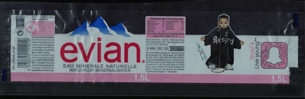 France Etiquette Eau Minérale Naturelle Evian Enfant rappeur Oversize Live Young