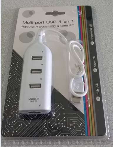 Multi port USB 2.0 4 en 1 à brancher uniquement sur PC