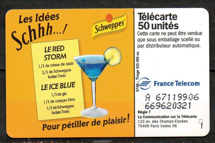 France F667 SCHWEPPES verre 50U-SO3 1996 