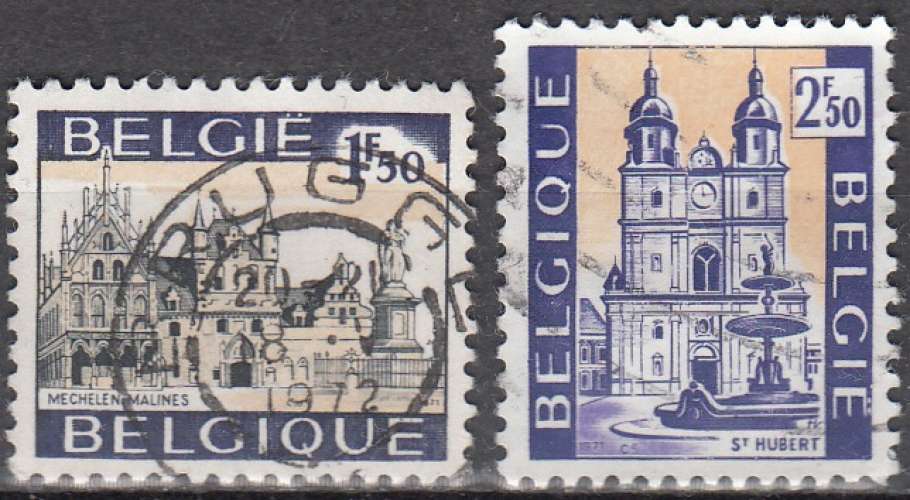 Belgique 1971 Michel 1667 - 1668 O Cote (2016) 0.30 Euro Tourisme Malines / Saint-Hubert Cachet rond