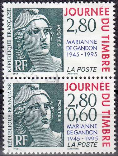  France 1995 Yvert 2934A O Cote (2012) 4.60 Euro Journée du timbre Marianne de Gandon Cachet rond