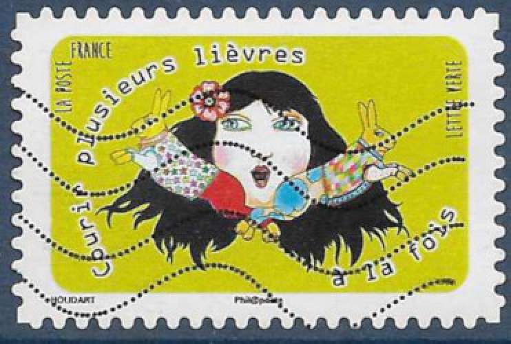 FRANCE 2016 : yt 1312 Oblitéré/Used # Etre le dindon de la farce - Courir plusieurs lièvres  ...