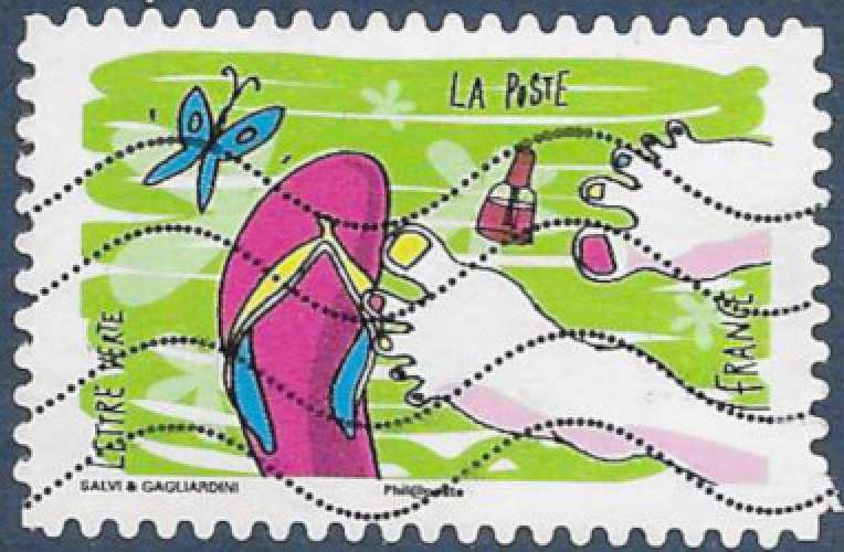 FRANCE 2016 : yt 1299 Oblitéré/Used  # Vacances - Sous le soleil - Pieds vernis