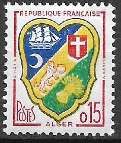 France 1960-61 Y&T 1232 neuf sans charnière - Armoiries : Alger (scan dos)