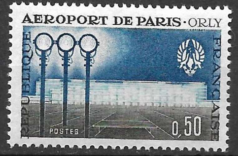 France 1961 Y&T 1283 neuf sans charnière - Aéroport de Paris (scan dos) 