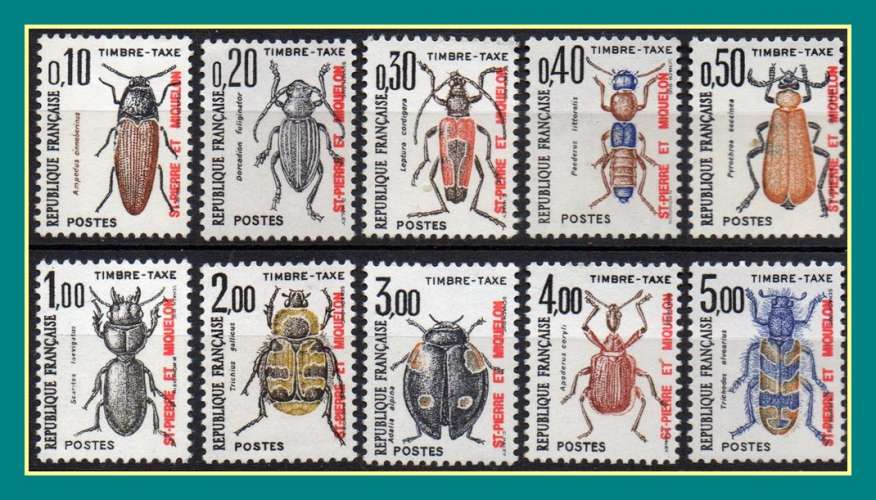 Saint Pierre et Miquelon N° Taxe 82 à 91 complet ** MNH (cote X; sous faciale 2,50€) insectes