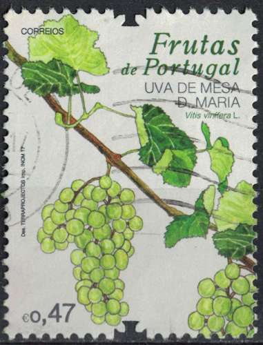 Portugal 2017 Oblitéré Used Frutas Fruits Uva de Mesa D. Maria Grappe de Raisin SU