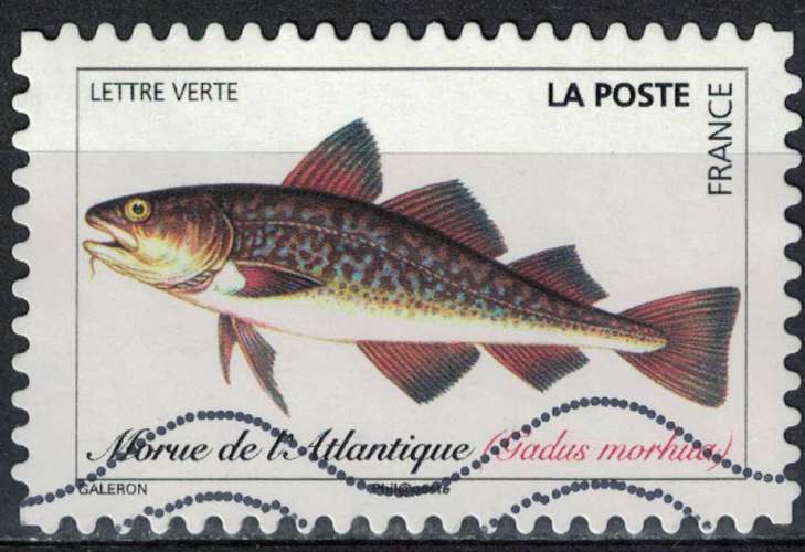 France 2019 Oblitéré Used Poissons de Mer Morue de l'Atlantique Gadus morhua Y&T 1694