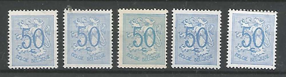 Belgique - 1951 - Chiffre sur Lion Héraldique - Tp n° 854, 854a, 854b, 854P2 et 854P6 - Neuf **