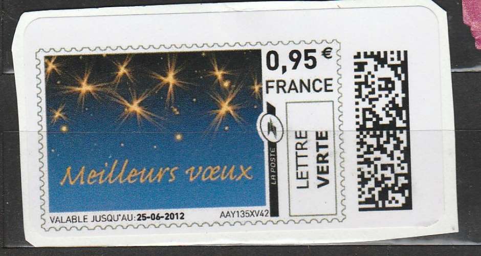 France mon Timbreenligne  Meilleurs voeux 2012 lettre verte