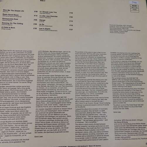 W Germany 1973 Vinyl LP  Oscar Peterson piano solo Tracks MPS 15-306  68084
