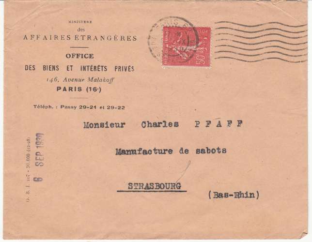 France  Y&T 199  seul sur lettre