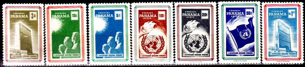 Panama 326 / 27+ Pa 199 / 03 10e anniversaire de la Déclaration des Droits de l'Homme