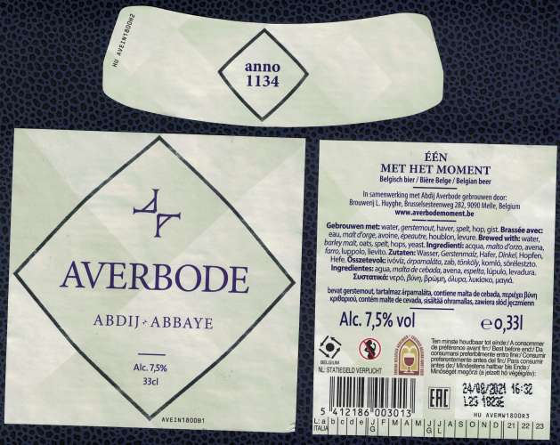 Belgique Lot 3 Étiquettes Bière Beer Labels Averbode Abbaye