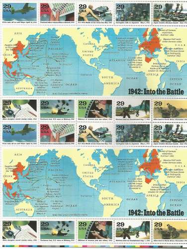 Etats Unis - 1992 - Seconde Guerre Mondiale - Tp n° 2099 / 108 - Neuf ** en 2 bloc se tenant