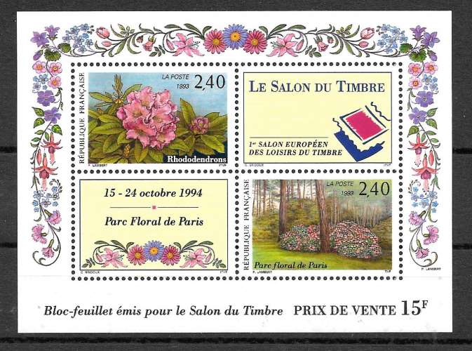 Année 1993 :Bloc feuillet N° 15 ** Salon du timbre