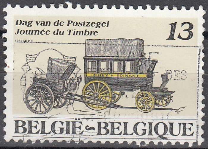Belgique 1989 COB 2322 O Cote (2016) 0.30 Euro Malle-poste et chaise de poste  
