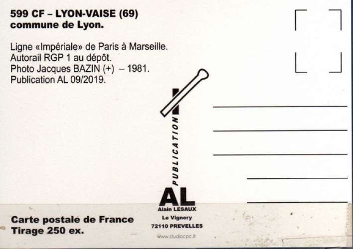 AL 599 - Autorail RGP 1 au dépôt - LYON-VAISE - Rhône - SNCF