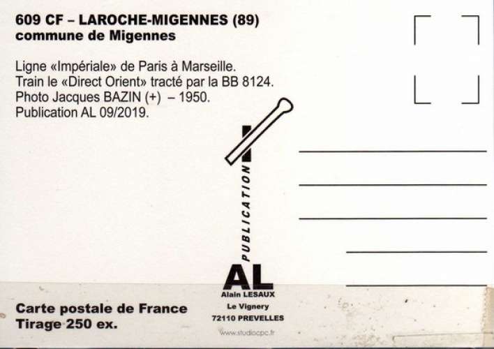 AL 609 - Train - Loco BB 8124 en gare de LAROCHE-MIGENNES - Yonne - SNCF