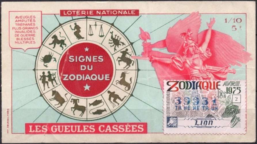 BL24 - Billet de Loterie Nationale 1975 - Tranche des lilas - Légers plis