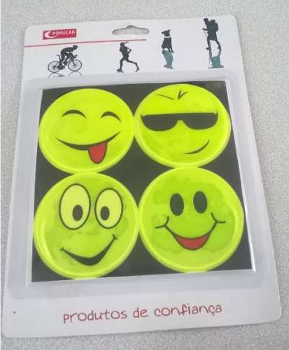 Lot de 4 Smileys ronds réflecteurs réfléchissants vélo course randonnée