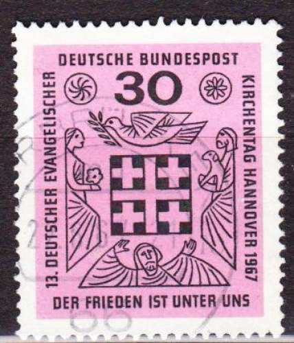 Allemagne 1967 YT 401 Obl 13ième journée église évangélique