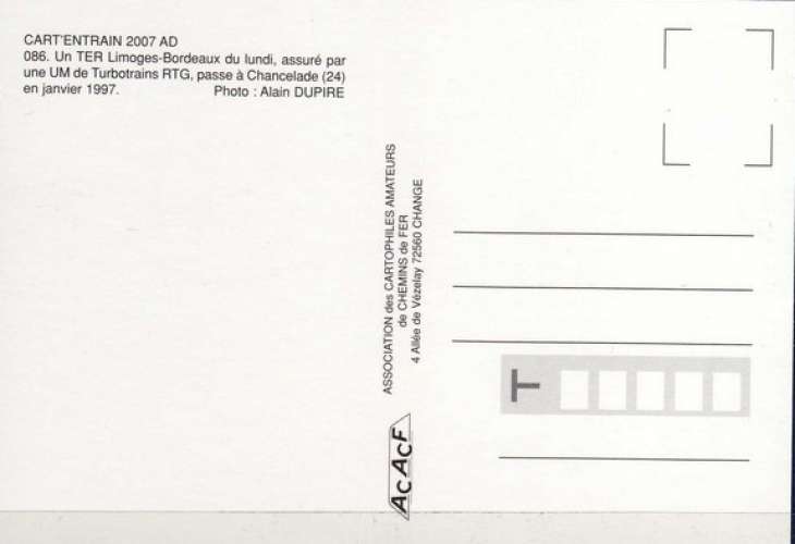 ACACF 086 - Turbotrain RTG vers CHANCELADE - Dordogne - SNCF