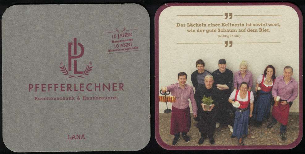 Italie SB Sous Bock Beermat Beer Coaster Pfefferlechner Brasserie Artisanale