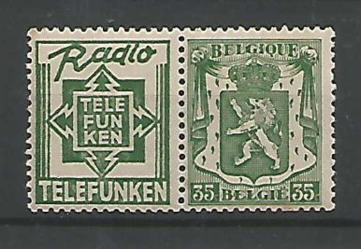 Belgique - 1936 / 37 - Telefunken - Pub N° 93 - Neuf **