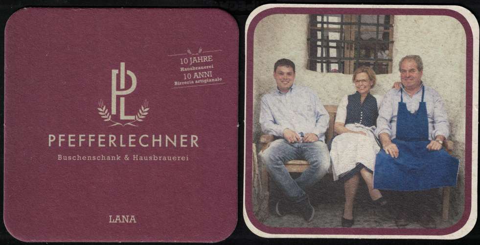 Italie SB Sous Bock Beermat Beer Coaster Pfefferlechner Brasserie Artisanale 10 Ans