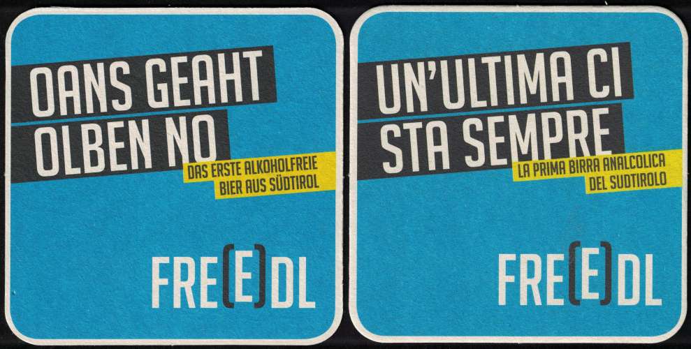 Italie SB Sous Bock Beermat Beer Coaster Pfefferlechner Première bière sans alcool du Sud Tyrol