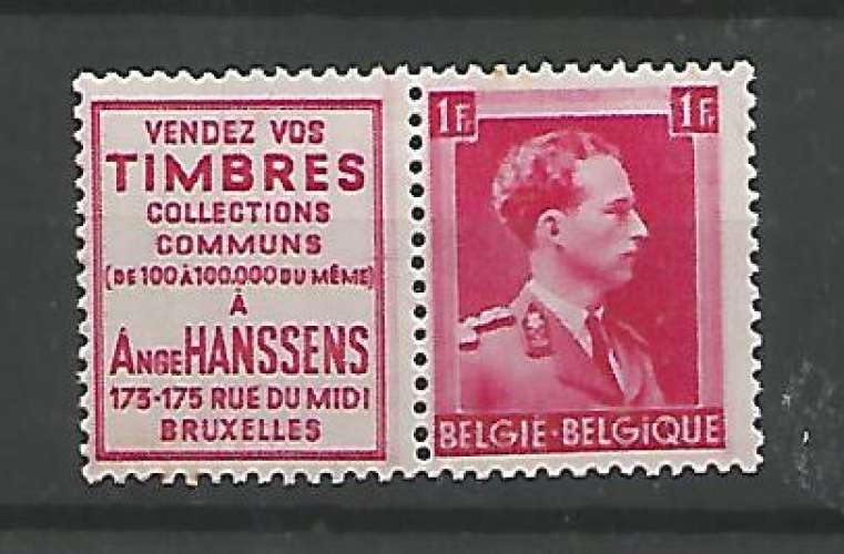 Belgique - 1941 - Ange Hanssens Timbres - Pub 153 - Neuf **