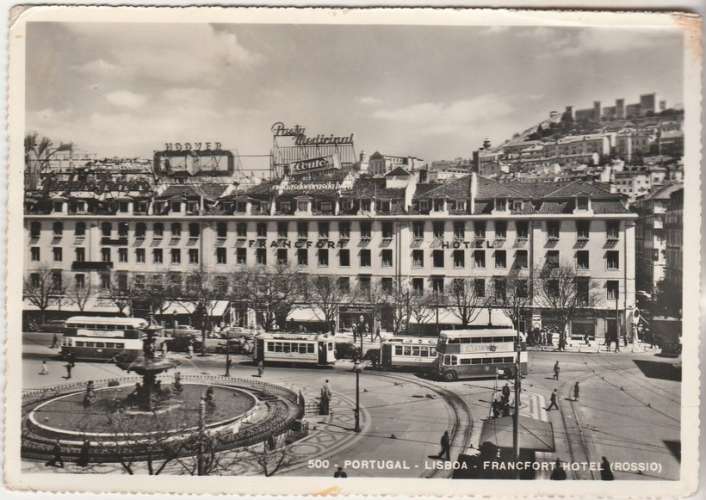 cpsm Portugal Lisboa Francfort Hotel ( Rossio ) Tramways 