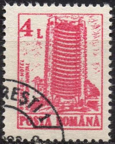 9270N - Y&T n° 3967 - oblitéré - Hôtel intercontinental à Bucarest - 1991 - Roumanie
