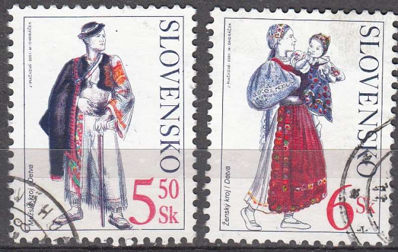 Slovensko 2001 Michel 388 - 389 O Cote (2009) 0.50 Euro Costumes traditionnels Cachet rond