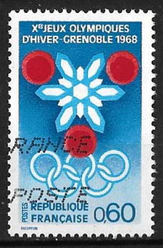 France 1968 - Y&T 1520 (o) - Xe Jeux olympiques d'hiver Grenoble