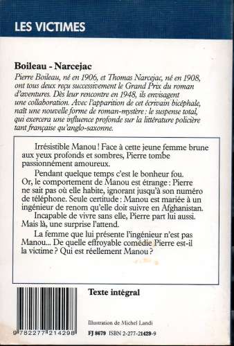 Livre / Les victimes / Boileau-Narcejac / J'ai Lu