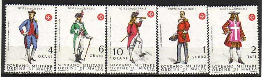 Ordre de Malte  5 timbres N**  (uniformes)