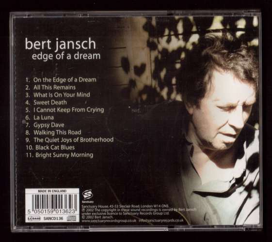 2002 UK CD Album Bert Jansch Edge of a dream Sanctuary Records Sancd 1 36