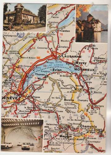 cpsm Le Lac Léman   Carte Géographique ( Michelin )